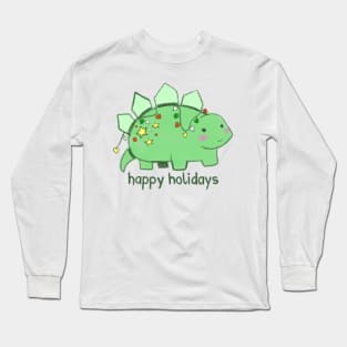 Cute green Christmas dinosaur Long Sleeve T-Shirt